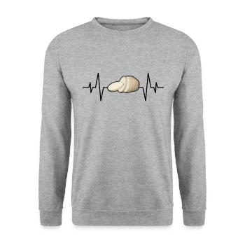Kartoffel Herzschlag - Unisex Pullover - Weißgrau meliert - Vorne - Alina (178cm) & Michal (187cm)