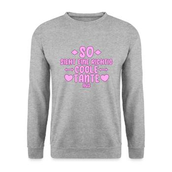 Coole Tante Spruch - Unisex Pullover - Weißgrau meliert - Vorne - Alina (178cm) & Michal (187cm)