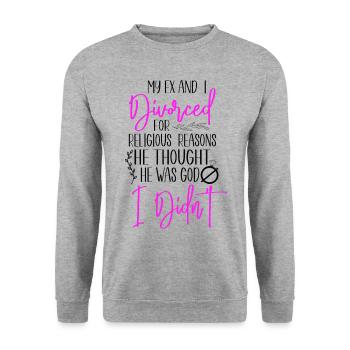 Bonne fête de divorce Mon ex et moi - Sweat-shirt Unisexe - gris chiné - Devant - Alina (178cm) & Michal (187cm)
