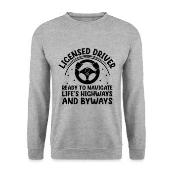 Driving License Passed New Driver Permit Driving S - Unisex Sweatshirt - salt & pepper - Front - Alina (178cm) & Michal (187cm)