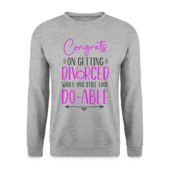 Happy Divorce Party Congrats On - Unisex Sweatshirt - salt & pepper - Front - Alina (178cm) & Michal (187cm)