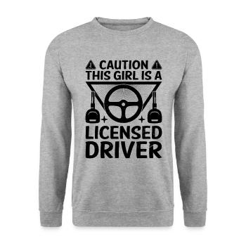 Driving License Passed New Driver Permit Driving S - Unisex Sweatshirt - salt & pepper - Front - Alina (178cm) & Michal (187cm)