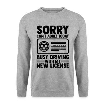 Permis de conduire passé Nouveau permis de conduire S - Sweat-shirt Unisexe - gris chiné - Devant - Alina (178cm) & Michal (187cm)