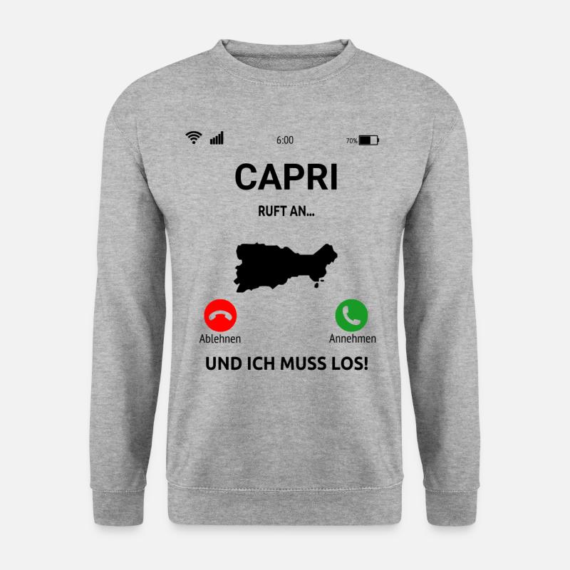 Capri Italien Mittelmeer Insel Urlaub Idee - Unisex Pullover - Weißgrau meliert