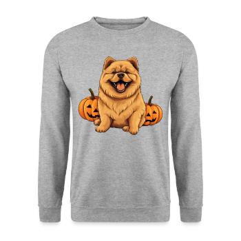 Chihuahua Dog Pumpkin Lazy Halloween Party Costume - Unisex Pullover - Weißgrau meliert - Vorne - Alina (178cm) & Michal (187cm)