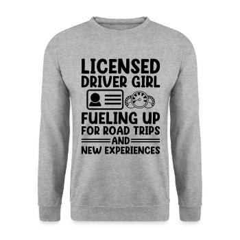 Führerschein bestanden Neuer Führerschein Fahren S - Unisex Pullover - Weißgrau meliert - Vorne - Alina (178cm) & Michal (187cm)