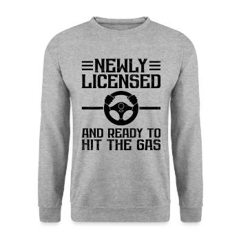 Führerschein bestanden Neuer Führerschein Fahren S - Unisex Pullover - Weißgrau meliert - Vorne - Alina (178cm) & Michal (187cm)