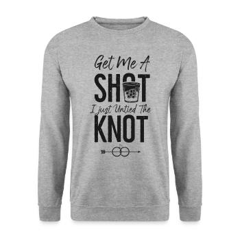 Happy Divorce Party Get Me A Shot - Unisex Sweatshirt - salt & pepper - Front - Alina (178cm) & Michal (187cm)