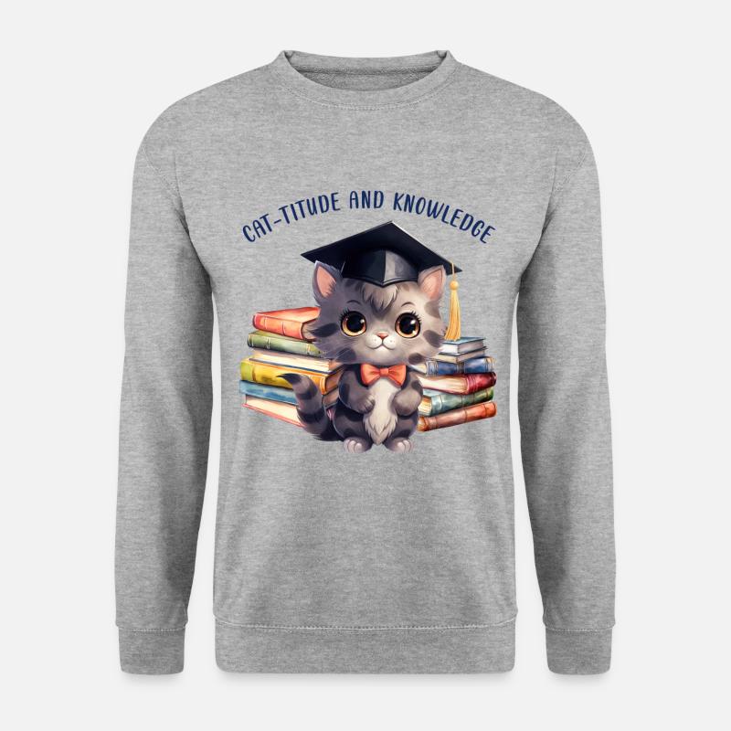 "Cat-Titude And Knowledge" - Unisex Sweatshirt - salt & pepper