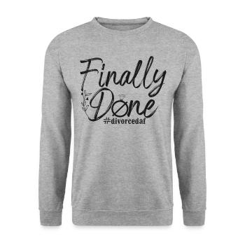 Happy Divorce Party Finally Done - Unisex Pullover - Weißgrau meliert - Vorne - Alina (178cm) & Michal (187cm)
