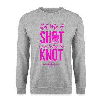Happy Divorce Party Get Me A Shot - Unisex Sweatshirt - salt & pepper - Front - Alina (178cm) & Michal (187cm)