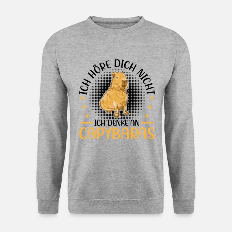 Denke an Capybara Wasserschwein Südamerika - Unisex Pullover - Weißgrau meliert