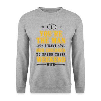 Happy Divorce Party You’re The Man - Sweat-shirt Unisexe - gris chiné - Devant - Alina (178cm) & Michal (187cm)