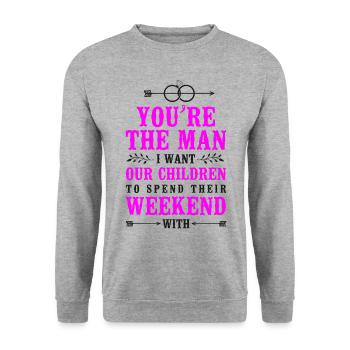 Happy Divorce Party You’re The Man - Sweat-shirt Unisexe - gris chiné - Devant - Alina (178cm) & Michal (187cm)