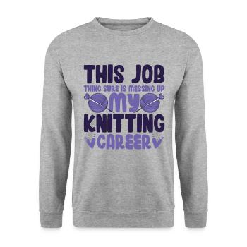 my Knitting caree - Unisex Pullover - Weißgrau meliert - Vorne - Alina (178cm) & Michal (187cm)