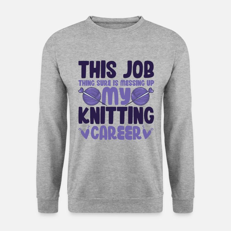 my Knitting caree - Unisex Pullover - Weißgrau meliert