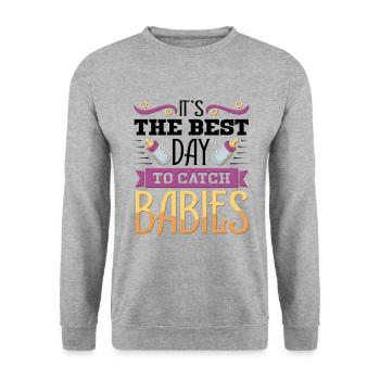 It's a beautiful day to be a Midwife - Unisex Pullover - Weißgrau meliert - Vorne - Alina (178cm) & Michal (187cm)