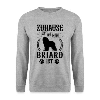 Briard ist mein Zuhause Berger de Brie - Unisex Pullover - Weißgrau meliert - Vorne - Alina (178cm) & Michal (187cm)