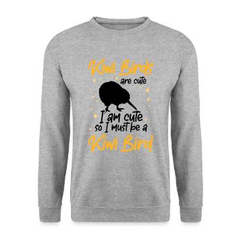 Ich bin ein Kiwi Vogel Neuseeland - Unisex Pullover - Weißgrau meliert - Vorne - Alina (178cm) & Michal (187cm)