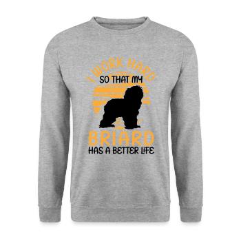 Travailler pour mon Briard Berger de Brie - Sweat-shirt Unisexe - gris chiné - Devant - Alina (178cm) & Michal (187cm)