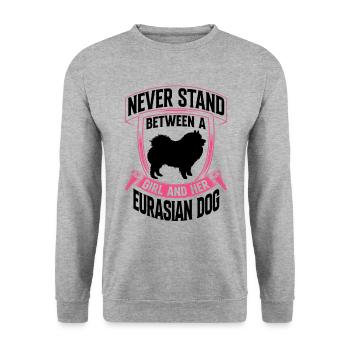 Girl and her Eurasier Eurasian Spitz - Unisex Sweatshirt - salt & pepper - Front - Alina (178cm) & Michal (187cm)
