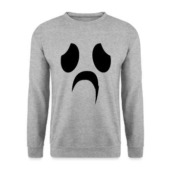 Sad Ghost Face Halloween Costume - Unisex Sweatshirt - salt & pepper - Front - Alina (178cm) & Michal (187cm)