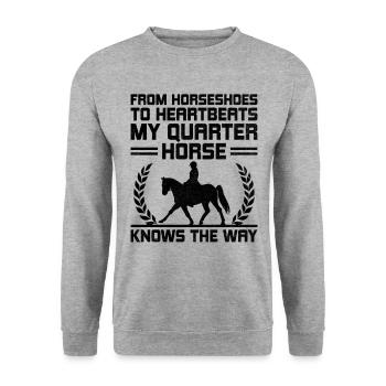 American Quarter Horse Equestrian Horse Lover Hors - Unisex Sweatshirt - salt & pepper - Front - Alina (178cm) & Michal (187cm)