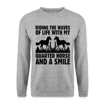 American Quarter Horse Equestrian Horse Lover Hors - Sweat-shirt Unisexe - gris chiné - Devant - Alina (178cm) & Michal (187cm)