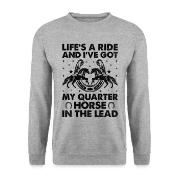 American Quarter Horse Reitpferd Liebhaber Hors - Unisex Pullover - Weißgrau meliert - Vorne - Alina (178cm) & Michal (187cm)