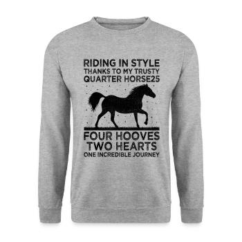 American Quarter Horse Equestrian Horse Lover Hors - Unisex Sweatshirt - salt & pepper - Front - Alina (178cm) & Michal (187cm)