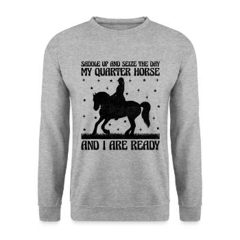 American Quarter Horse Equestrian Horse Lover Hors - Unisex Sweatshirt - salt & pepper - Front - Alina (178cm) & Michal (187cm)