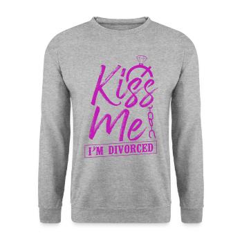 Bonne fête de divorce Embrasse-moi Je suis - Sweat-shirt Unisexe - gris chiné - Devant - Alina (178cm) & Michal (187cm)