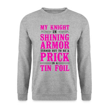 Fête de divorce heureuse Mon chevalier In - Sweat-shirt Unisexe - gris chiné - Devant - Alina (178cm) & Michal (187cm)