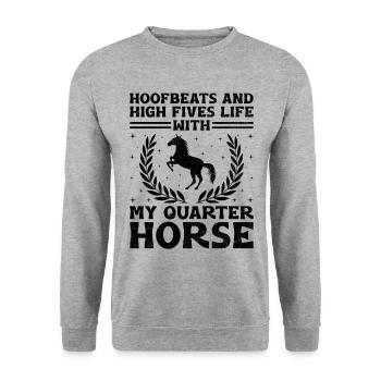 American Quarter Horse Equestrian Horse Lover Hors - Sweat-shirt Unisexe - gris chiné - Devant - Alina (178cm) & Michal (187cm)