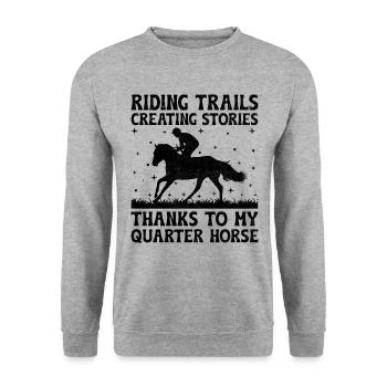 American Quarter Horse Reitpferd Liebhaber Hors - Unisex Pullover - Weißgrau meliert - Vorne - Alina (178cm) & Michal (187cm)