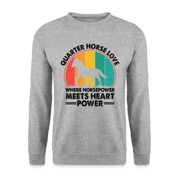American Quarter Horse Equestrian Horse Lover Hors - Unisex Sweatshirt - salt & pepper - Front - Alina (178cm) & Michal (187cm)