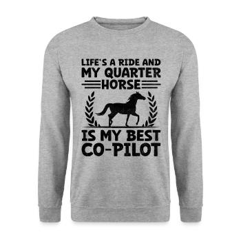 American Quarter Horse Reitpferd Liebhaber Hors - Unisex Pullover - Weißgrau meliert - Vorne - Alina (178cm) & Michal (187cm)