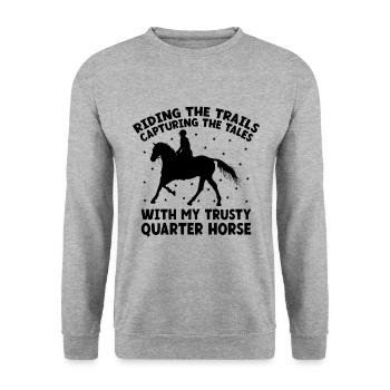 American Quarter Horse Equestrian Horse Lover Hors - Unisex Sweatshirt - salt & pepper - Front - Alina (178cm) & Michal (187cm)