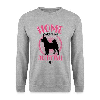 Akita Inu is my home Shiba Inu - Unisex Sweatshirt - salt & pepper - Front - Alina (178cm) & Michal (187cm)