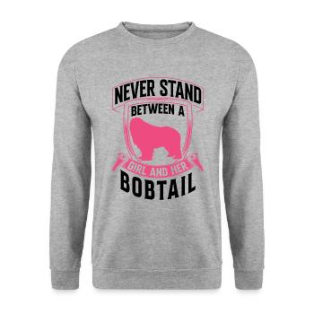 Girl with Bobtail Old English Shepherd Dog - Unisex Sweatshirt - salt & pepper - Front - Alina (178cm) & Michal (187cm)