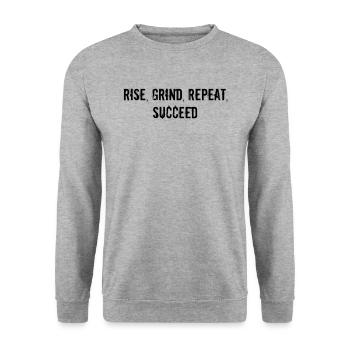 Fitness - Rise, grind, repeat, succeed - Unisex Sweatshirt - salt & pepper - Front - Alina (178cm) & Michal (187cm)