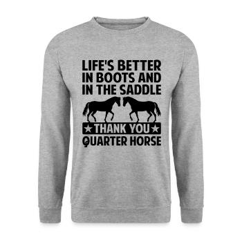 American Quarter Horse Equestrian Horse Lover Hors - Unisex Sweatshirt - salt & pepper - Front - Alina (178cm) & Michal (187cm)