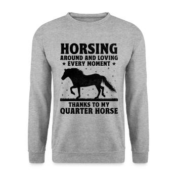 American Quarter Horse Reitpferd Liebhaber Hors - Unisex Pullover - Weißgrau meliert - Vorne - Alina (178cm) & Michal (187cm)
