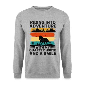 American Quarter Horse Equestrian Horse Lover Hors - Unisex Sweatshirt - salt & pepper - Front - Alina (178cm) & Michal (187cm)