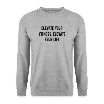 Fitness - Elevate your fitness, elevate your life - Unisex Pullover - Weißgrau meliert - Vorne - Alina (178cm) & Michal (187cm)