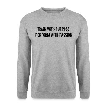 Fitness - Train with purpose, perform with - Unisex Pullover - Weißgrau meliert - Vorne - Alina (178cm) & Michal (187cm)