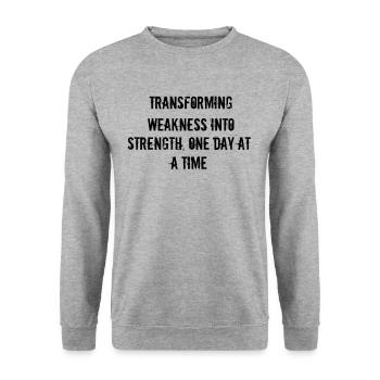 Fitness - Transforming weakness into strength, - Unisex Sweatshirt - salt & pepper - Front - Alina (178cm) & Michal (187cm)