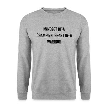 Fitness - Mentalité d’un champion, cœur d’un - Sweat-shirt Unisexe - gris chiné - Devant - Alina (178cm) & Michal (187cm)