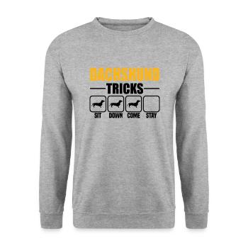 Dachshund Tricks - Unisex Pullover - Weißgrau meliert - Vorne - Alina (178cm) & Michal (187cm)