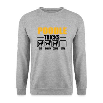 Poodle Tricks - Unisex Pullover - Weißgrau meliert - Vorne - Alina (178cm) & Michal (187cm)